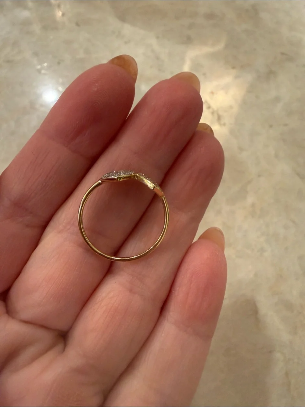 Sydney Evan Two-Tone Gold & Diamond Double Heart Ring